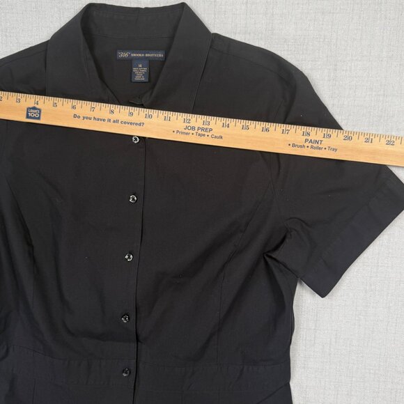 Brooks Brothers 346 Fit & Flare Dress Black Collared Short Sleeves Size 14 - Picture 5 of 13